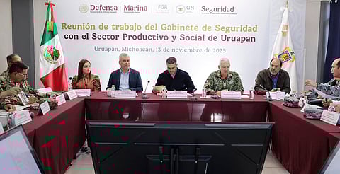 Dentro del Plan Michoacán, acuerdan plan región Uruapan Harfuch, Bedolla y Quiroz