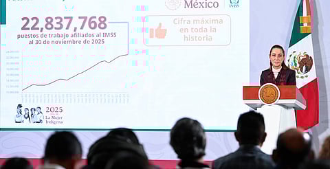 México rompe récord de empleo con más de 22.8 millones de puestos afiliados al IMSS, celebra Sheinbaum