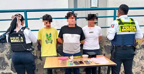 Detienen a tres hombres por presunto consumo de drogas en vía pública de Morelia