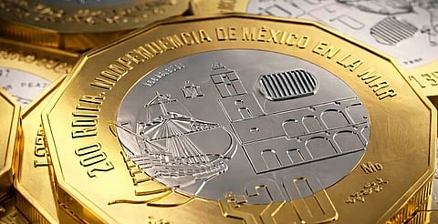 Nueva moneda de 20 pesos llegará por 200 años de la Independencia en la Mar