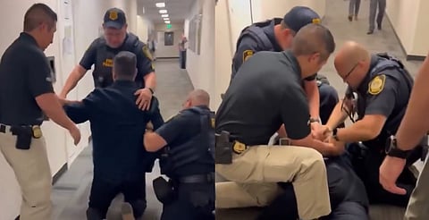 Esposan al senador Padilla tras intentar cuestionar redadas migratorias [VIDEO]