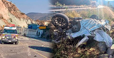 Fuerte choque en la autopista Morelia-Pátzcuaro; hay cierre de vialidad