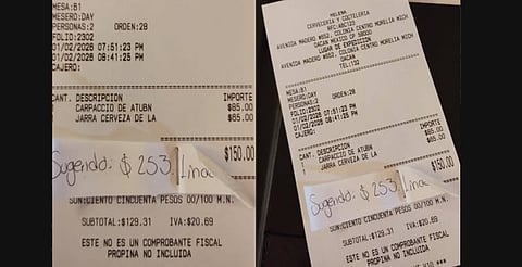 Le piden casi 70% de propina en bar de Morelia; "y fue mal servicio", dice