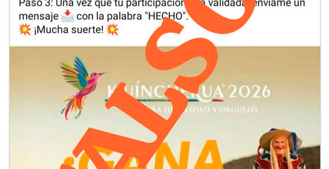 ¡Ojo! Detectan página falsa que promete premios de K’uínchekua 2026