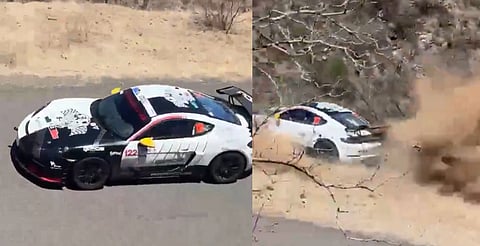 VIDEO: Porsche pierde el control y cae a barranco en pleno rally de Durango