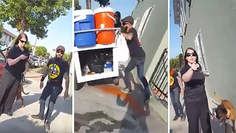 El argentino arrojó el puesto al suelo cuando el mexicano se negó a moverlo (Fotograma: Youtube.com)