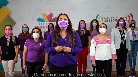 La titular Secretaría de Igualdad Sustantiva y Desarrollo de las Mujeres hizo el llamado a este sector de la población a que no se queden calladas (Foto Facebook: Gobierno de Michoacán)