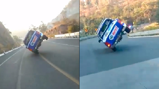 Fueron 7 kilómetros entre las características curvas del Ramal de Camelinas (Foto FB: Policía de Morelia/ captura de pantalla)