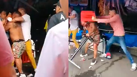 El hombre trata de contestar los golpes; sin embargo, los otros cuatro lo atacan con cajas de refresco, botes y otras cosas (Foto: captura TW/ @Dafne148Mora)