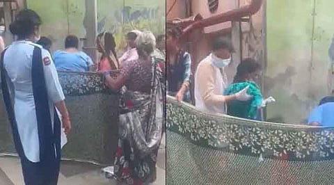 गर्भवती महिला को भर्ती ना करने का आरोप, साड़ी का पर्दा बना लेबर रूम के बाहर बच्चे को दिया जन्म