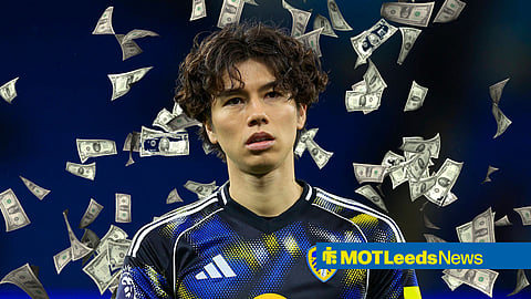 Leeds United star Ao Tanaka with money raining down.