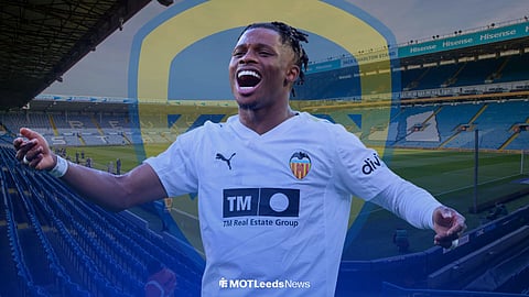 Largie Ramazani in Valencia shirt at Elland Road