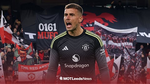 Leeds United star Karl Darlow in a Manchester United shirt.