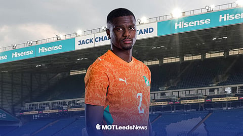 Ousmane Diomande in an Ivory Coast kit at Elland Road