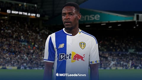 Zaidu Sanusi in half and half Porto and Leeds kit at Elland Road