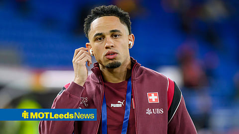 Leeds United star Noah Okafor in pre-match mode for Switzerland.