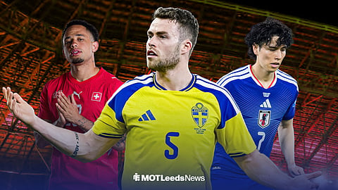 Noah Okafor, Ao Tanaka and Gabriel Gudmundsson in international kits
