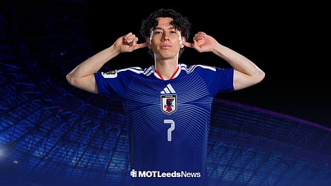 Ao Tanaka celebrates with fingers in ears in Japan World Cup 2026 kit