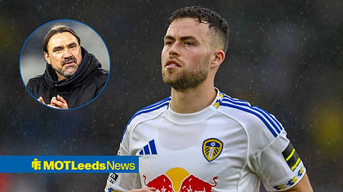 6th February 2026 Elland Road, Leeds, Yorkshire, England Premier League Football, Leeds United versus Nottingham Forest Leeds United Manager Daniel Farke (left), with Gabriel Gudmundsson (central) in action for Leeds.