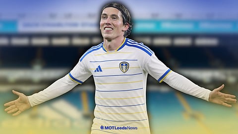 Harry Wilson celebrating in a Leeds United shirt