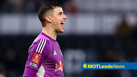 Karl Darlow looking happy playing for Leeds United