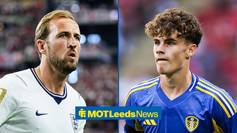 England captain Harry Kane and Leeds United youngster Harry Gray