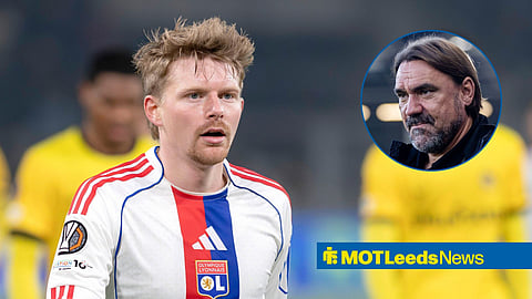 Pavel Sulc playing for Lyon, with Daniel Farke in a circular frame inset