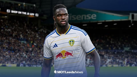 Oumar Solet in a Leeds United kit at Elland Road