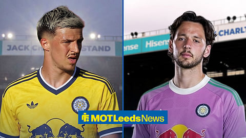 A side-by-side image of new Leeds United defender Tarik Muharemovic and expected signing James Trafford