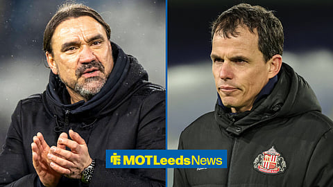 Leeds United manager Daniel Farke and Sunderland head coach Regis Le Bris