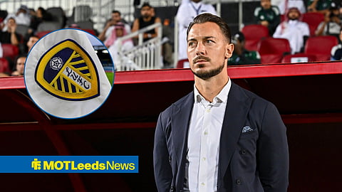 Matthias Jaissle and Leeds United badge in inset