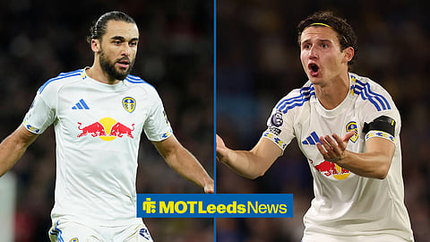 Leeds United striker Dominic Calvert-Lewin and Brenden Aaronson