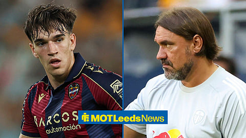 Carlos Espi for Levante and Daniel Farke on the touchline for Leeds United