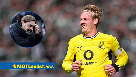 Julian Brandt and Leeds United boss Daniel Farke 