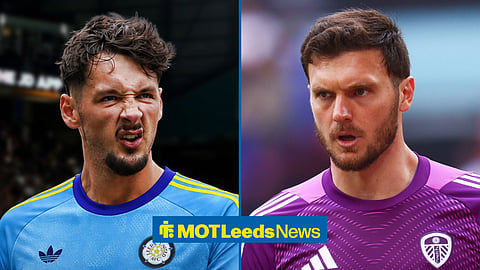 New Leeds United goalkeeper James Trafford in a side-by-side image with Lucas Perri