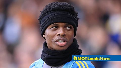 Largie Ramazani warming up for Leeds United
