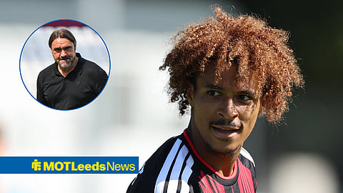 New Leeds United signing Jean-Matteo Bahoya and Leeds United manager Daniel Farke