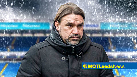 Daniel Farke looking sad at Elland Road