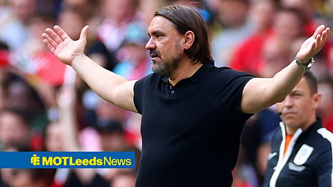 Daniel Farke looking annoyed at Leeds United
