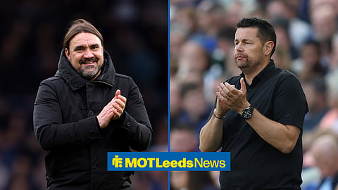 Leeds United manager Daniel Farke and Crystal Palace counterpart Pierre Sage in a side-by-side image