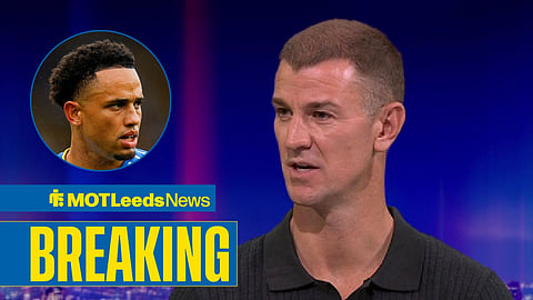 Noah Okafor in action for Leeds United and Joe Hart speaking on Match of the Day