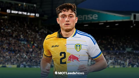 Dan James in a half-Wales, half-Leeds shirt