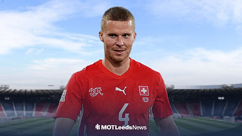 Nico Elvedi playing for Switzerland at Hampden Park