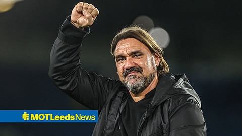 Daniel Farke celebrating for Leeds United