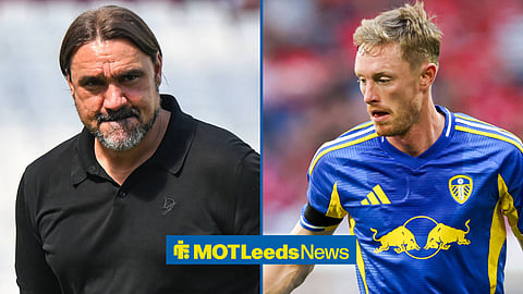 Leeds United manager Daniel Farke with Sean Longstaff in action for Leeds United