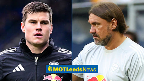 Leeds United's Jaka Bijol warming up and Leeds manager Daniel Farke