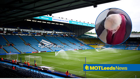 Former Manchester United manager Alex Ferguson in a circular inset and Elland Road