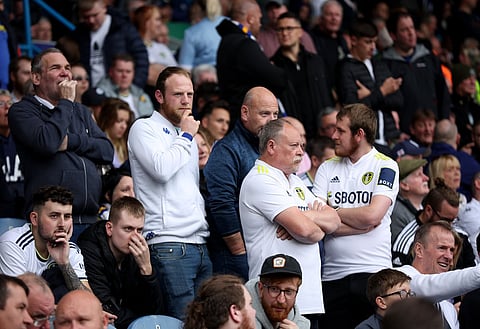 Leeds United fans watching their side in anger (Photo: Imago)