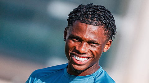 Leeds United signed Largie Ramazani in the summer. (Credit - Almeria on X)