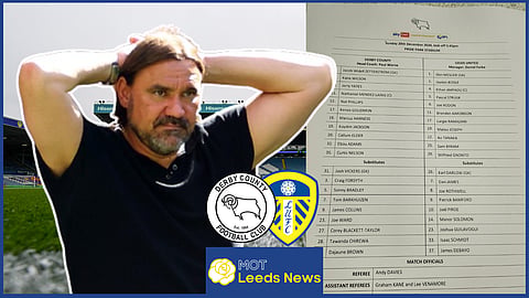 Leeds United and Derby County at centre of teamsheet blunder. Credit: Imago / Graham Smyth X